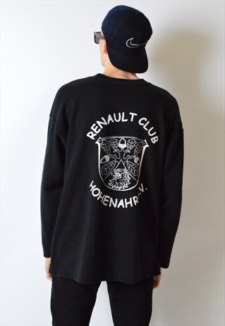 VINTAGE 90S BLACK RENAULT CLUB SWEATSHIRT JUMPER