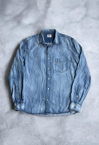 Vintage Mens Western Levis Denim Long Sleeved Shirt 