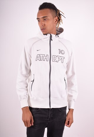 NIKE MENS VINTAGE HOODIE JACKET MEDIUM WHITE 90S