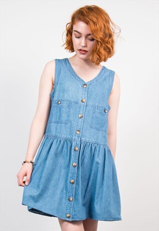 VINTAGE 90'S LIGHT DENIM MINI DRESS