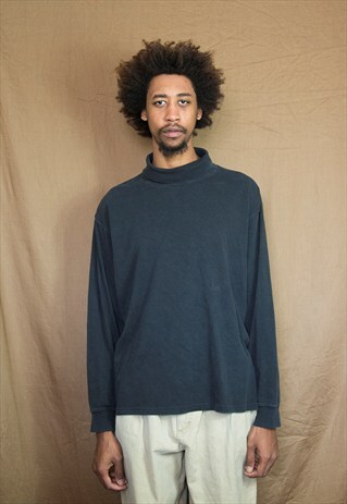 90S MINIMALIST SPORTWEAR FADED BLACK TURTLE NECK XXL