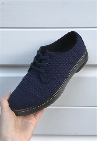 WOMENS DR MARTENS SHOES BLUE FABRIC DOC MARTEN SHOES