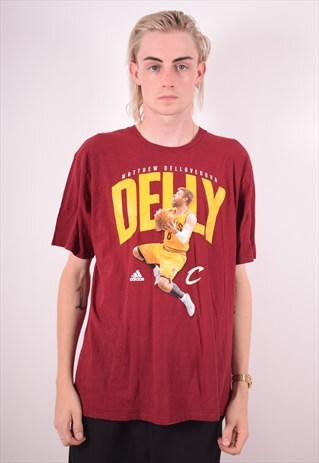 ADIDAS MENS VINTAGE T-SHIRT TOP XL MAROON 90S
