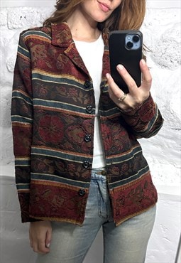 Boho Vintage Kilim Woman Jacket / Coat - L