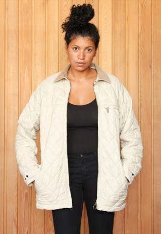 VINTAGE 1990S BARBOUR CREAM QUILTED COAT