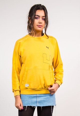 VINTAGE 90'S YELLOW PUMA POCKET SWEATSHIRT