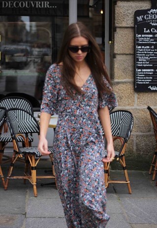 LONG NAVY BLUE FLOWER DRESS