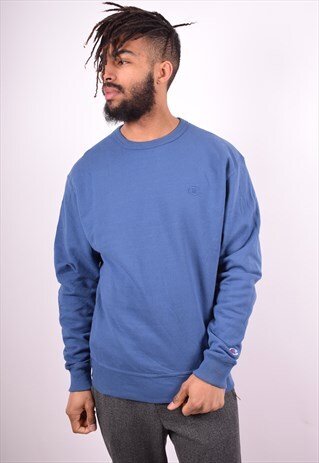 CHAMPION MENS VINTAGE SWEATSHIRT JUMPER MEDIUM BLUE 90'S