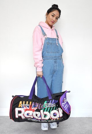 RARE 90S REEBOK DUFFLE WEEKEND BLACK BAG