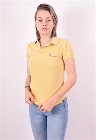 RALPH LAUREN WOMENS VINTAGE POLO SHIRT MEDIUM YELLOW 90'S
