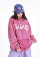 UNSHAKABLE SLOGAN HOODIE VINTAGE WASH PULLOVER IN ACID PINK