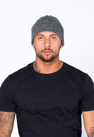 ESSENTIAL CUFFED BEANIE HAT - HEATHER DARK GREY