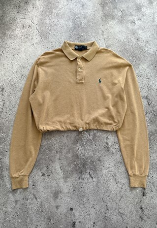 VINTAGE POLO RALPH LAUREN CROP TOP LONGSLEEVE POLO SHIRT