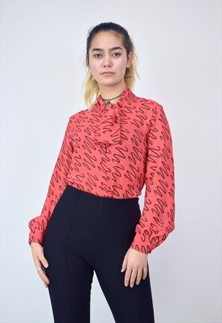 VINTAGE 90'S RED PATTERNED BLOUSE