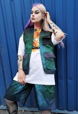 2in1 cargo tie-dye industrial gilet gradient premium shorts