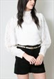 Revival 70's White Lace Blouse Ruffle Long Sleeve Victoriana