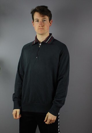 VINTAGE HUGO BOSS 1/4 ZIP IN NAVY WITH EMBROIDERY