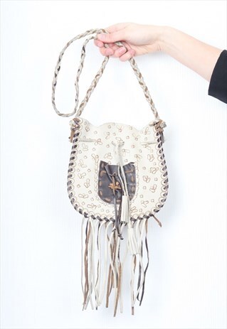 VINTAGE LEATHER FRINGED BAG