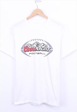 Vintage Coors Light Football T Shirt White With Chest Print