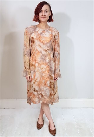 VINTAGE 70'S BURNT ORANGE TIE DYE DRESS