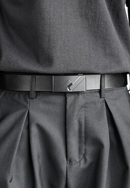 Black Leather Detail Techwear Cargo Belt Y2k