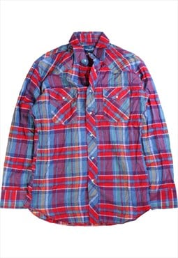 Vintage  Wrangler Shirt Check Long Sleeve Button Up Red