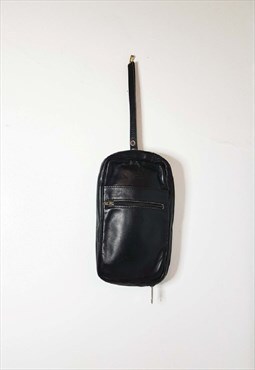1990s Vintage Renwick Canada Black Leather Bag