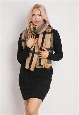 Camel Plaid Soft Touch Thin Scarf
