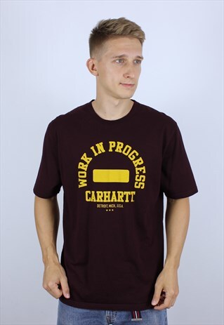 VINTAGE CARHARTT MENS BIG LOGO PRINTED T-SHIRT TOP