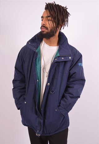 FILA MENS VINTAGE JACKET XL NAVY BLUE 90S