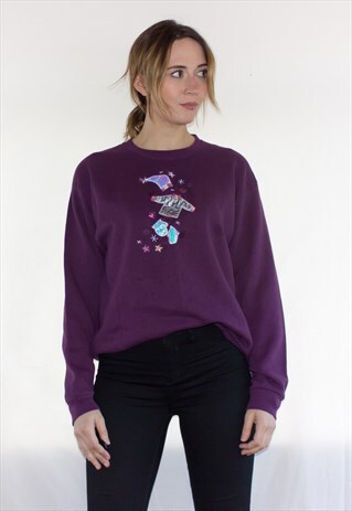 RETRO 90'S STYLE METALLIC LOGO PURPLE SWEATSHIRT