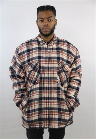 VINTAGE 90'S SHEEPSKIN CHECK JACKET