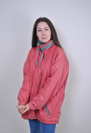 80S PINK ROSES PRINT PARKA JACKET, VINTAGE SPRING JACKET