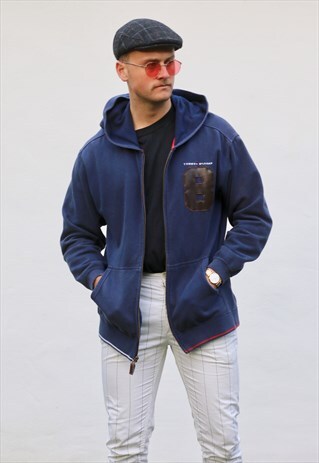 TOMMY HILFIGER USA 90S MIDWEIGHT NAVY HOODED SWEATSHIRT