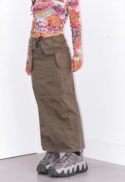 Vintage Cargo Y2k Skirt In Kaki