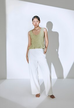 Ruched Sweetheart Top in Pastel Olive Green