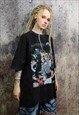 PARTY PRINT T-SHIRT RAVER TEE CLUBBING TOP IN VINTAGE BLACK