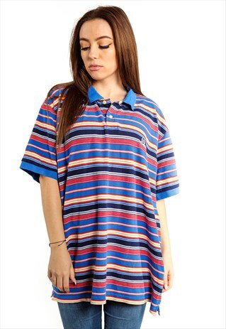 VINTAGE CHAPS STRIPED POLO SHIRT T439