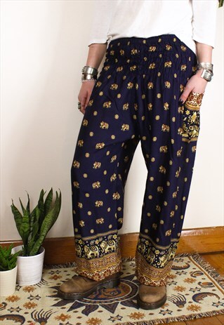FAIRTRADE NAVY ELEPHANT HIPPIE HAREMS / TROUSERS