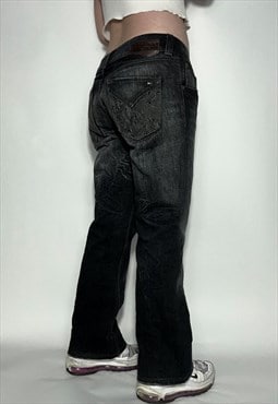 Tommy Hilfiger bootcut vintage jeans y2k black embroidered 