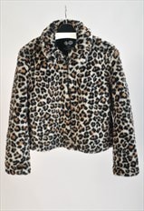 Vintage 00s faux fur Leopard print jacket