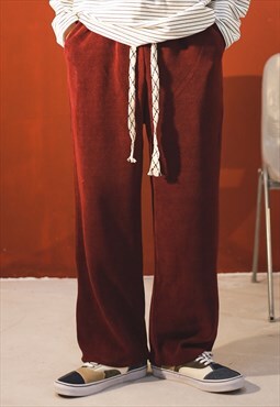 Red Wide Leg Corduroy pants trousers Y2k Workwear