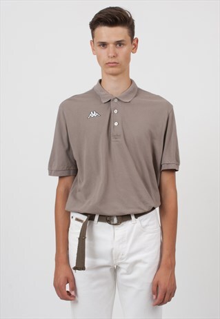 VINTAGE BROWN KAPPA SHORT SLEEVE POLO SHIRT TOP