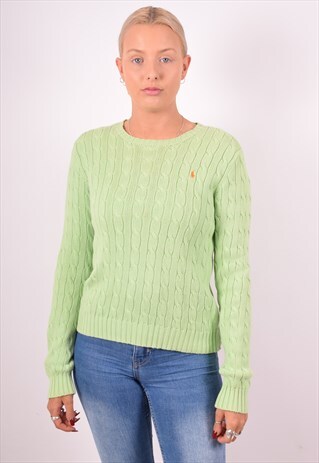 RALPH LAUREN WOMENS VINTAGE JUMPER SWEATER MEDIUM GREEN 90S