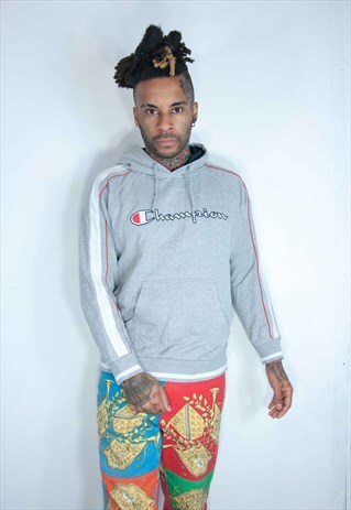 CHAMPION EMBROIDED HOODIE GREY