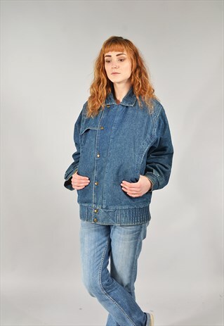 VINTAGE DARK BLUE SHERPA JACKET