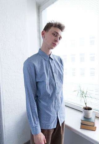 VINTAGE 80'S BLUE/PURPLE PATTERNED SHIRT