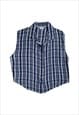 Vintage 90s Top sleeveless button up crop shirt Blue Check
