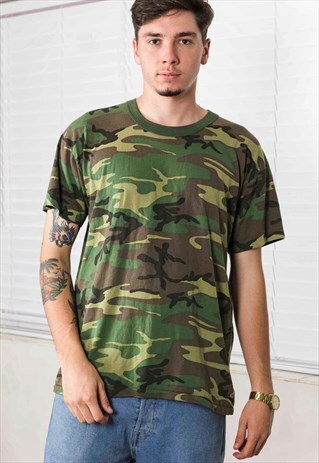 VINTAGE CAMOUFLAGE T-SHIRT 90S XL 5.4