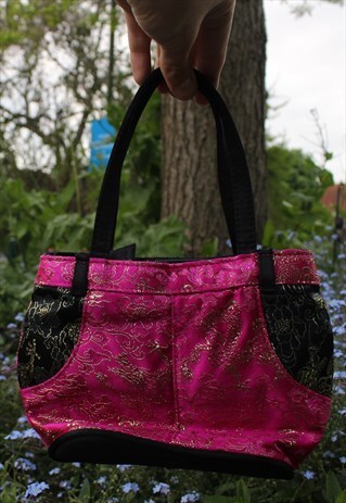 CUTE BRIGHT PINK EMBROIDERED MINI HANDBAG